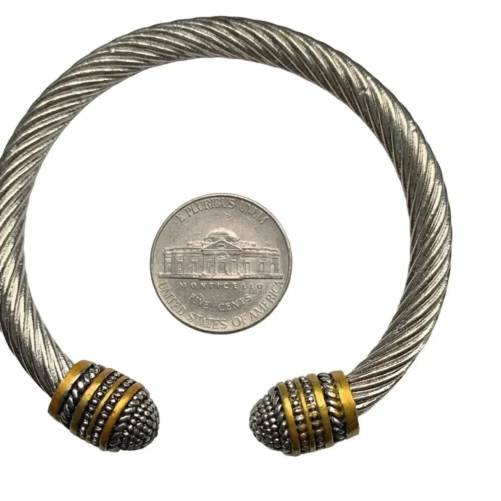 Cable Rope Bracelet – Gold & Silver Tone with Rhodium Plate